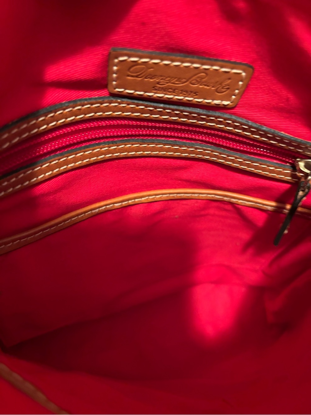 Dooney & Bourke Mint Green and White Striped Crossbody with Tan Leather Trim - Picture 10 of 11